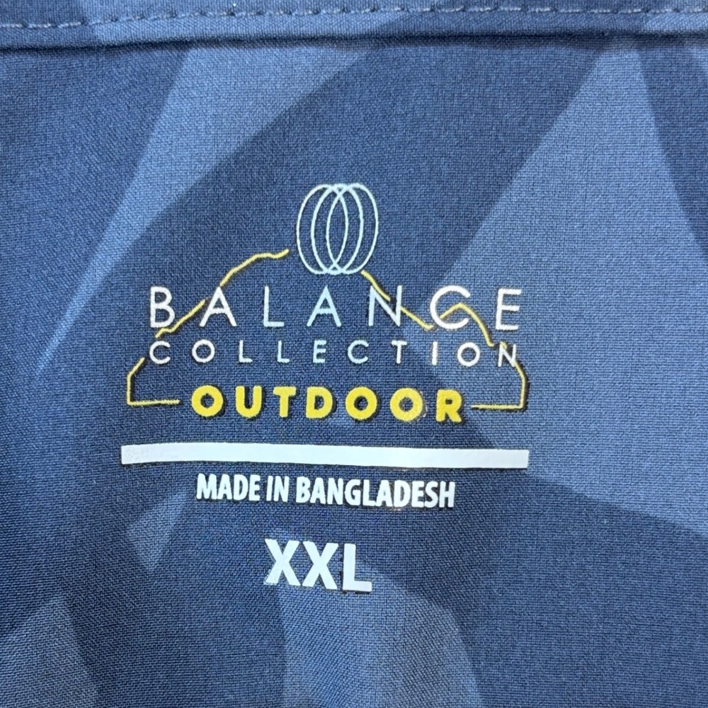NEW Balance Collection Shirt Mens XXL Blue Palm Performance Outdoor Hiking Golf - Picture 9 of 13